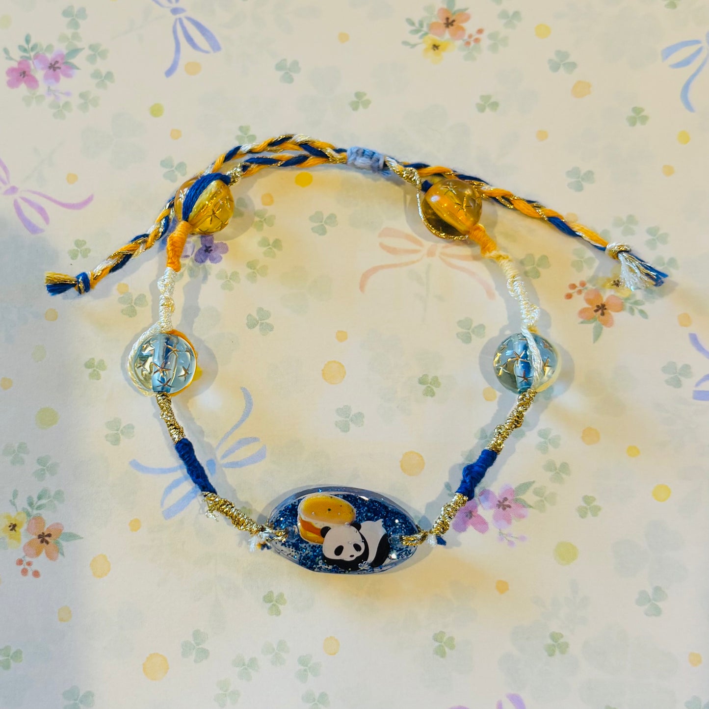 Blue Gold Panda Burger Bracelet