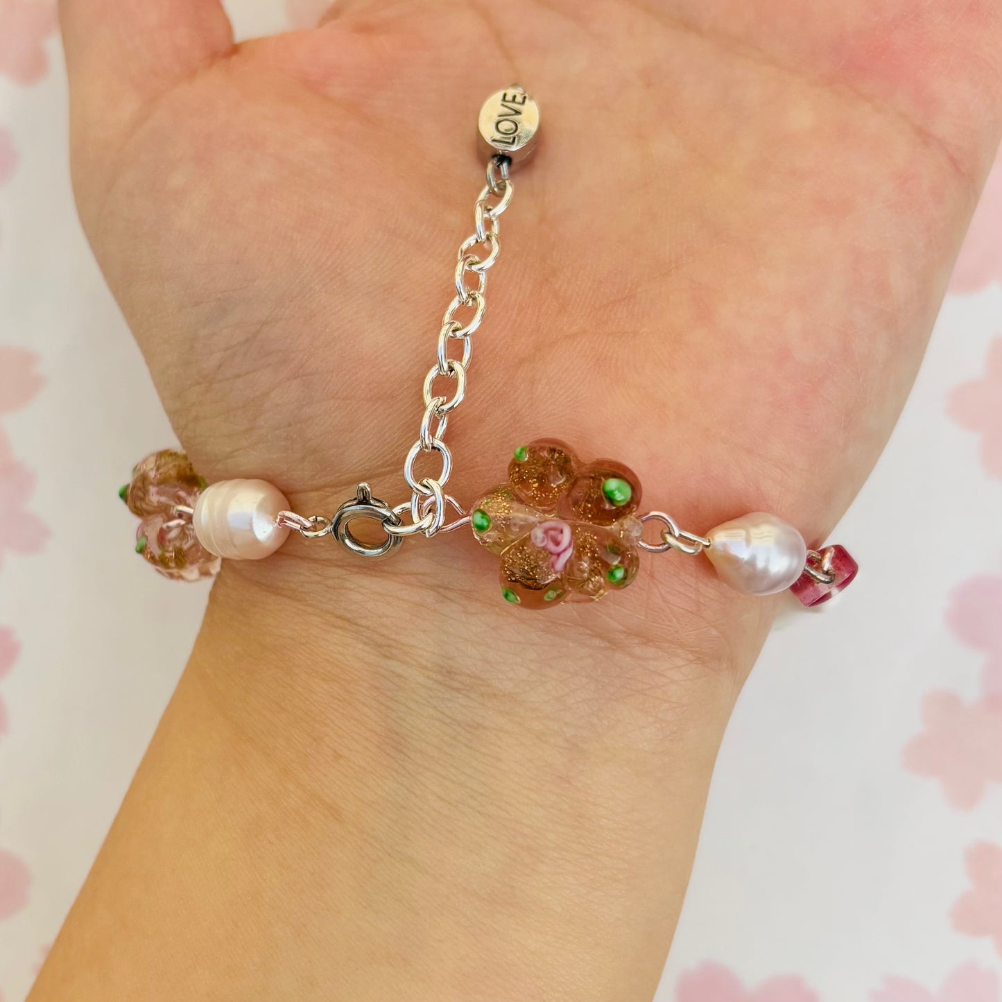 Pink and White Pearl Bracelet