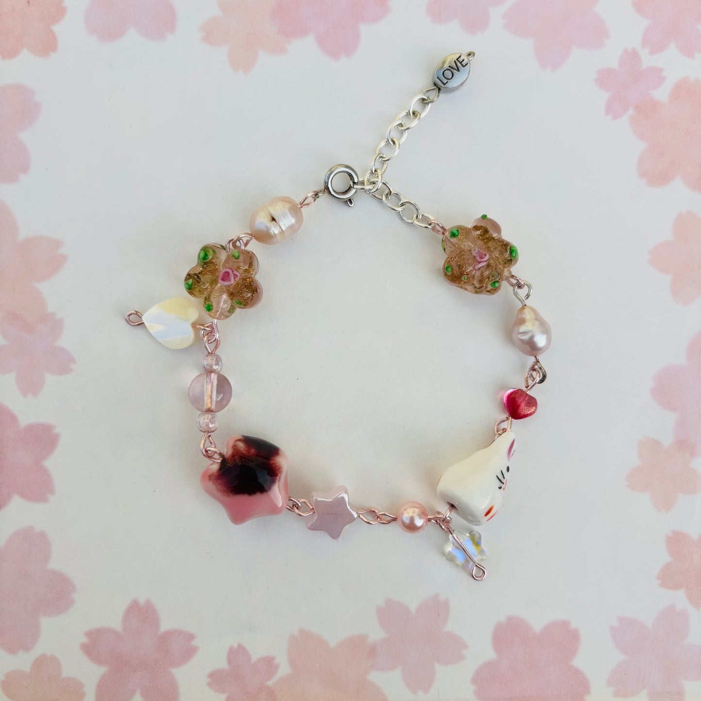 Pink and White Pearl Bracelet