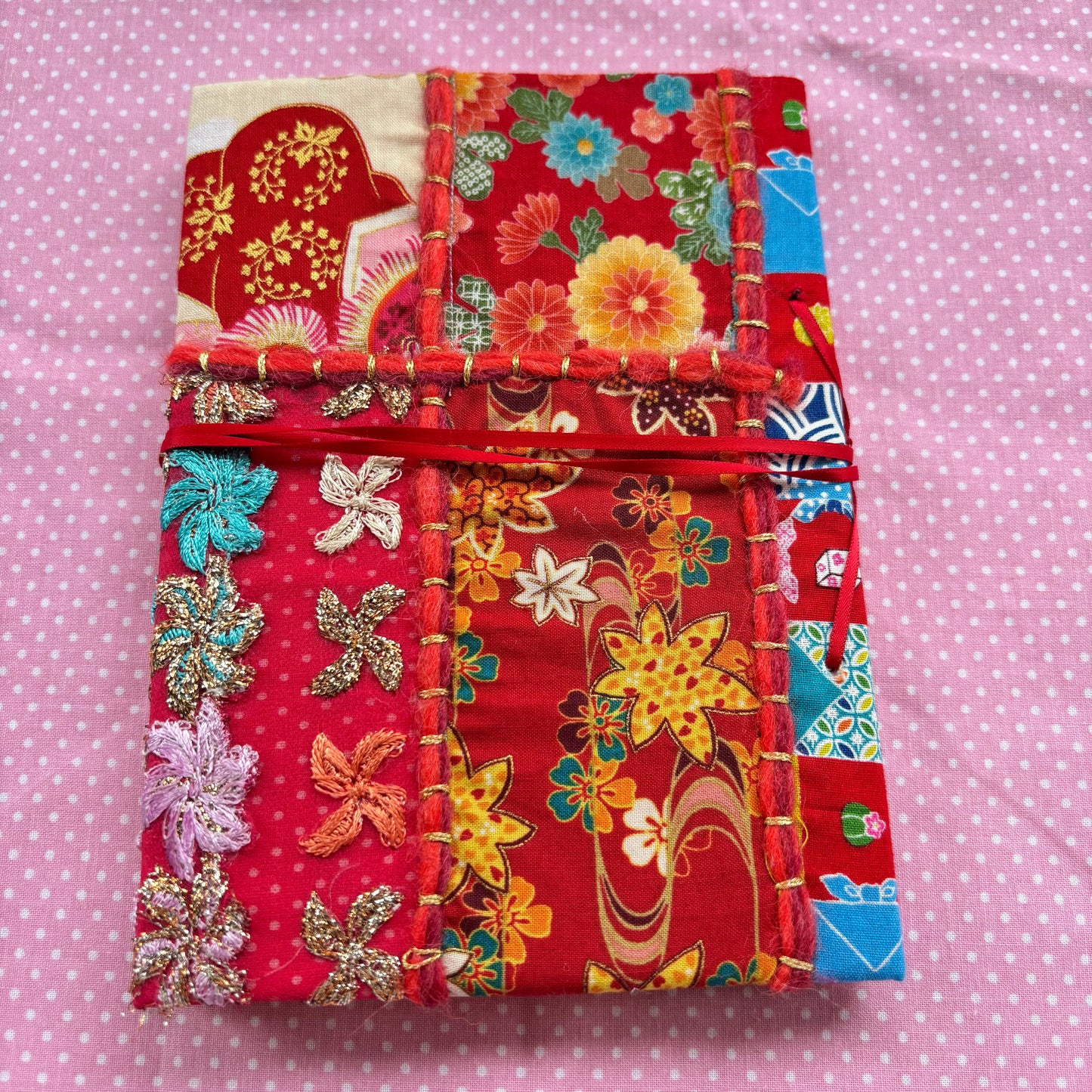 Red Floral Gold Notebook
