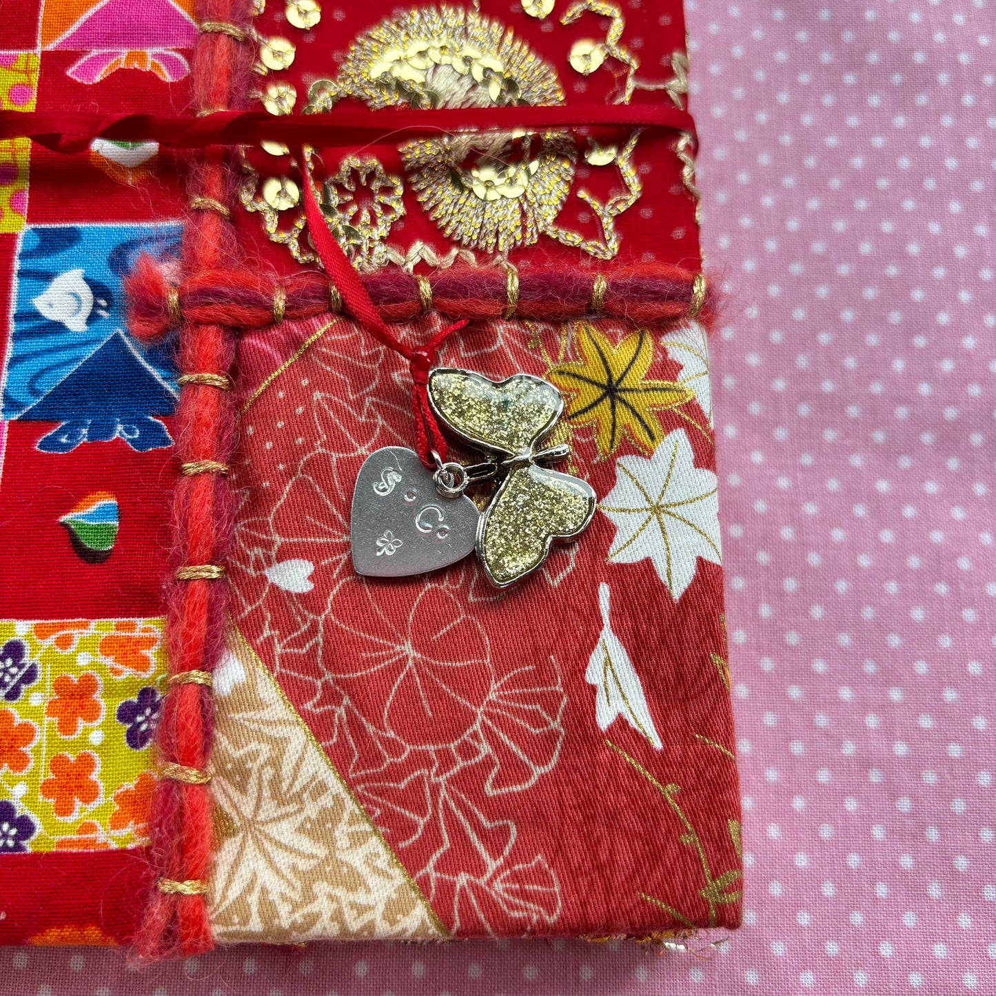 Red Floral Gold Notebook