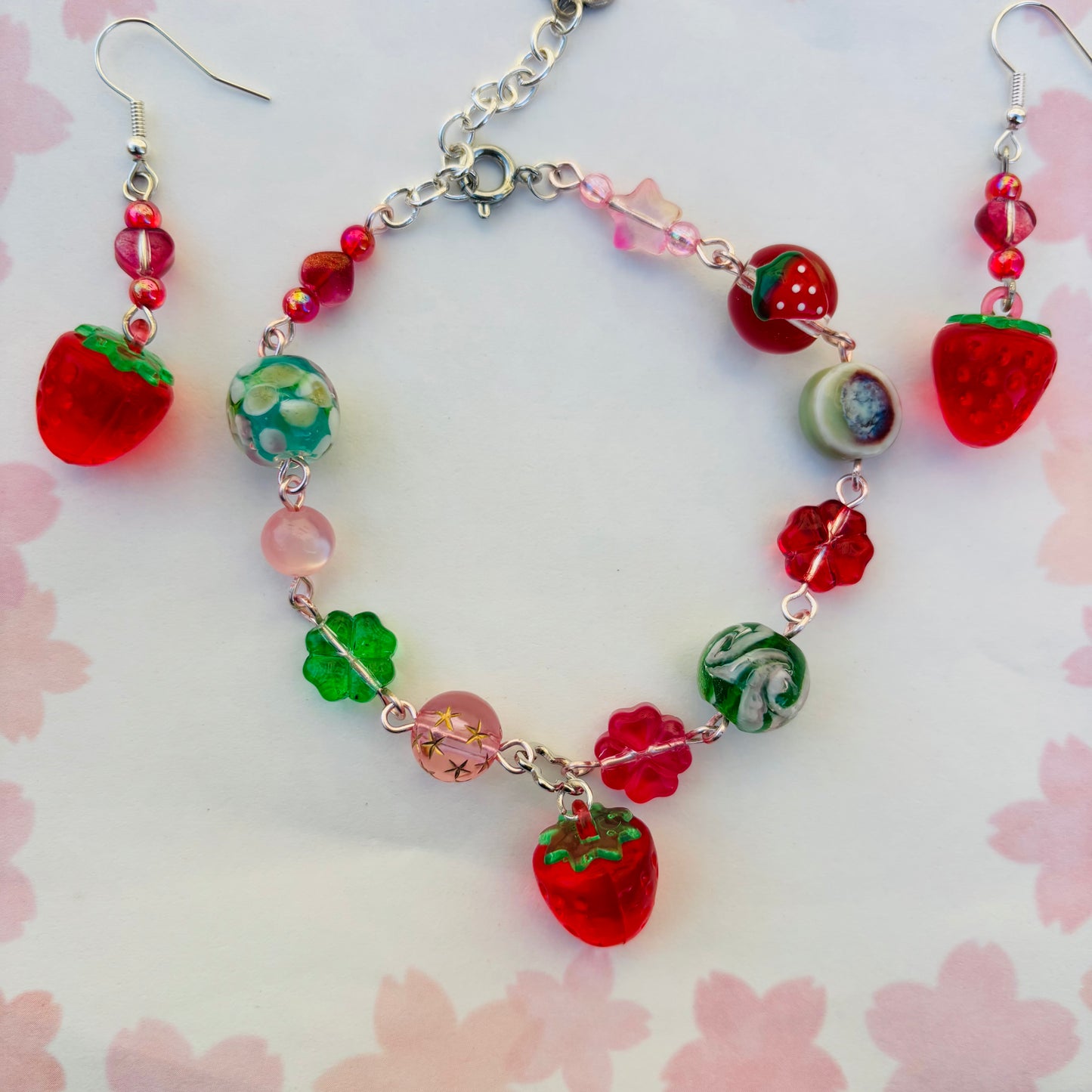 Strawberry Bracelet & Earrings