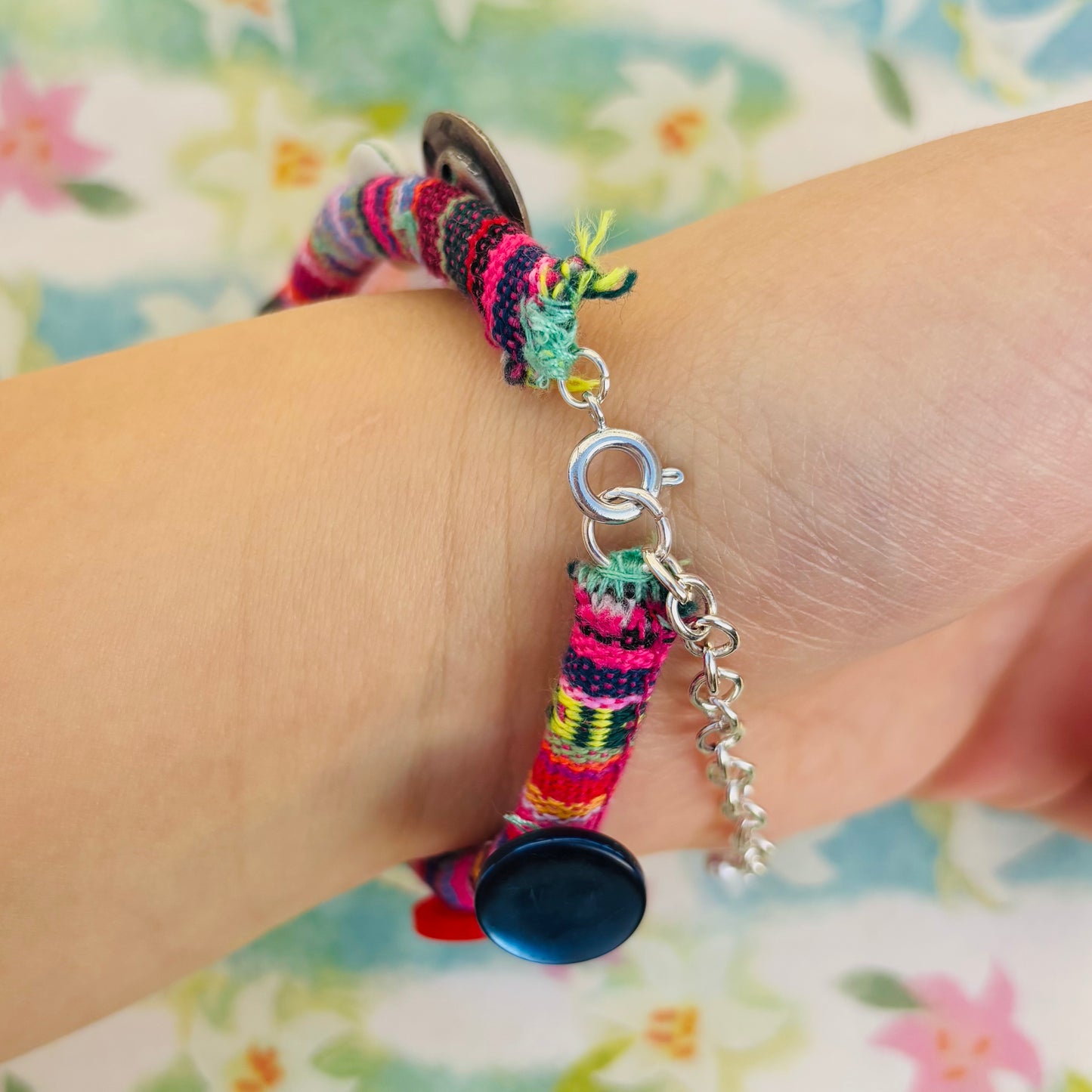 Whimsical Burgundy Button Bracelet