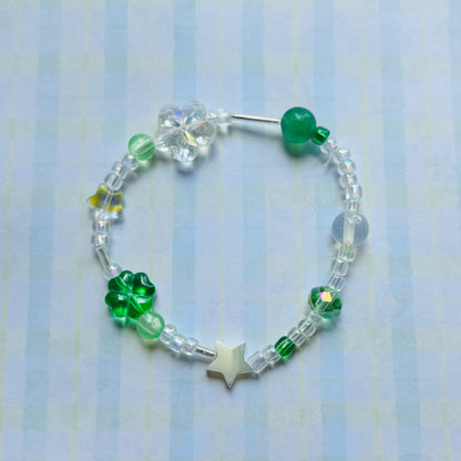 Green Lucky Clover Beaded Bracelet