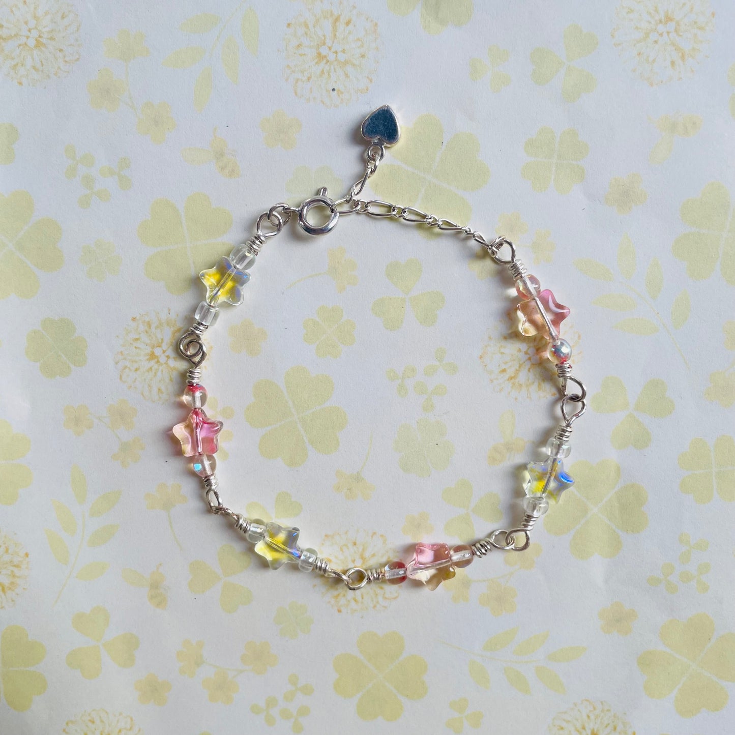 Simple Pink and Clear Star Bracelet