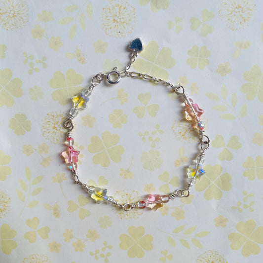 Simple Pink and Clear Star Bracelet